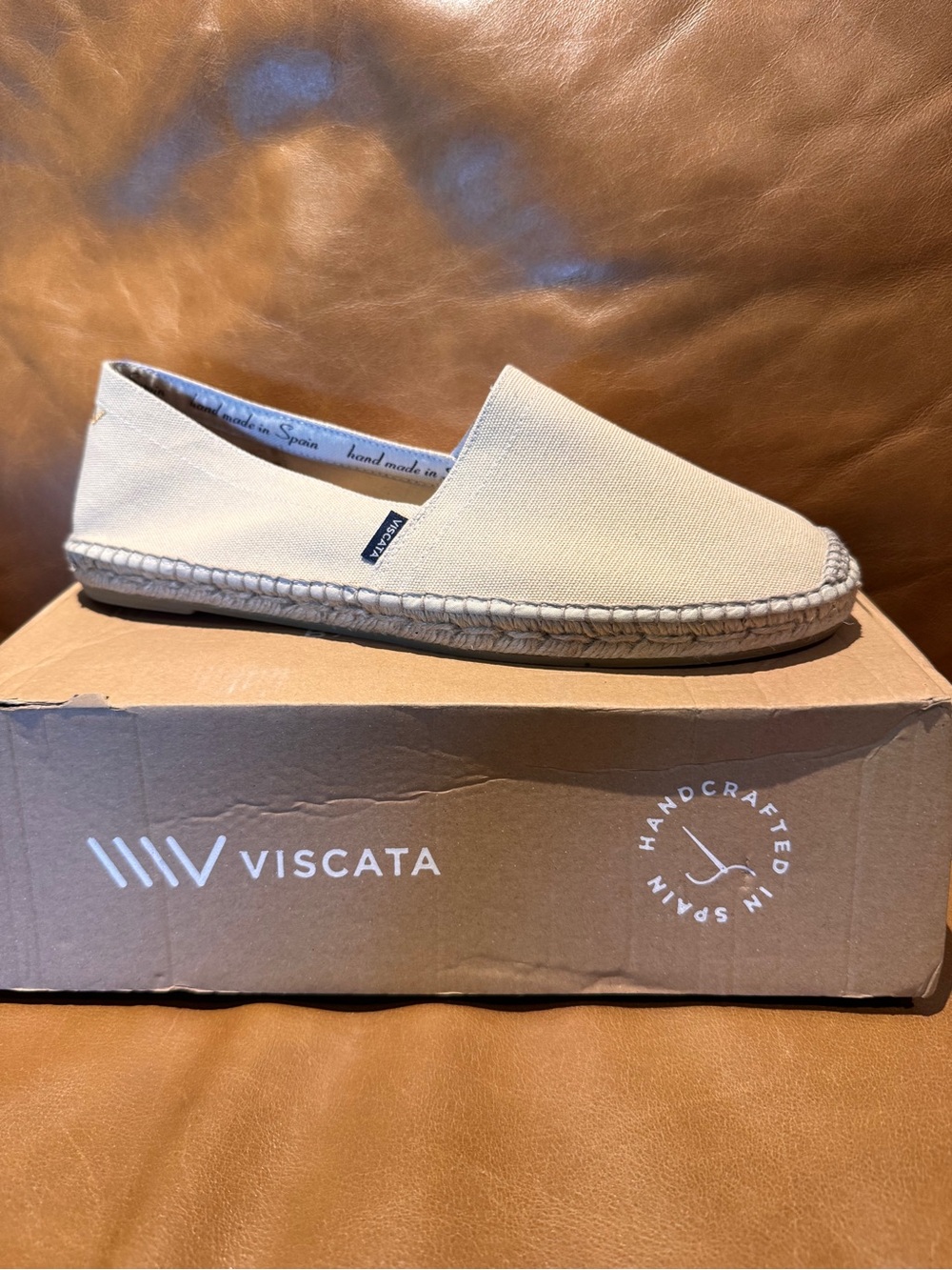 Viscata Sitges Men’s Espadrilles Beige Size 12 EU 45 Handmade Spain NIB
